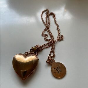 Gold color Heart Shaped Pendant with “W” initial 💛 (not real gold)